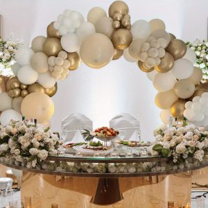 156pcs White Gold Party Decoration Balloon Arch Kit Baby Shower Nude Latex