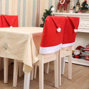 6 red unprinted Christmas chair covers, holiday decorations, atmosphere decorations, suitable for home, team atmosphere