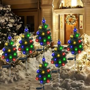 (4pcs sets of solar Christmas tree lights) holiday decorations, outdoor courtyards, gardens, lawns, small path lights, atmosphere lights