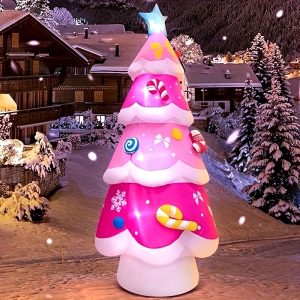 KOOY 7FT Inflatable Christmas Tree Outdoor, Christms Tree Blow Up Yard Decoration, LED Lights For Christmas Party Holiday Xmas, Outdoor Lawn Winter D??cor Christmas Decoration