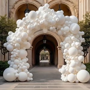 132pcs, White Balloons Decorative Garland Arch Kit Simple DIY Assembly Without Power, Perfect Choice For Birthday, Wedding And Special Occasions