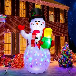 5ft Inflatable Rotating LED Snowman Christmas Yard Decoration, Durable Polyester, Festive Holiday Display