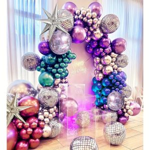 Metal Balloon Garland Set Of 135 Pieces Party Decoration Chrome Blue Red Purple Silver Ball Balloons Suitable For 80s And 90s Theme Birthday Graduation 2024 New Year Party Eve Decoration