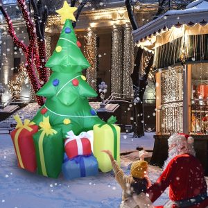 5.5ft Inflatable Christmas Tree, Large Lighted Outdoor Blow Up Holiday Decor For Yard, Lawn, Backyard, Home, LED Lights, Color-Changing Star, Lighted Gifts