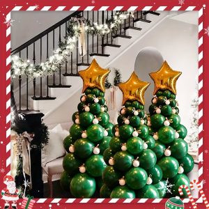 92pcs, Balloons Christmas Decoration Balloons DIY Green Christmas Tree Christmas Warm Atmosphere Indoor Garden Decoration